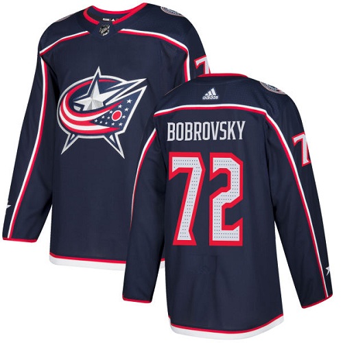 Adidas Men Columbus Blue Jackets 72 Sergei Bobrovsky Navy Blue Home Authentic Stitched NHL Jersey